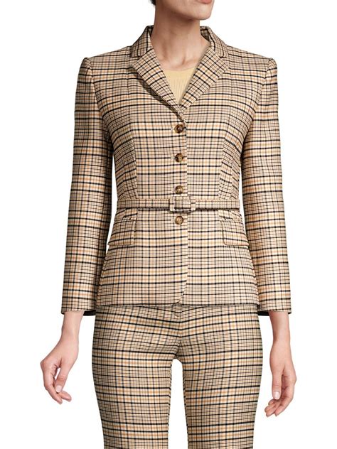 michael kors plaid black and white blazer|Michael Kors blazers for women.